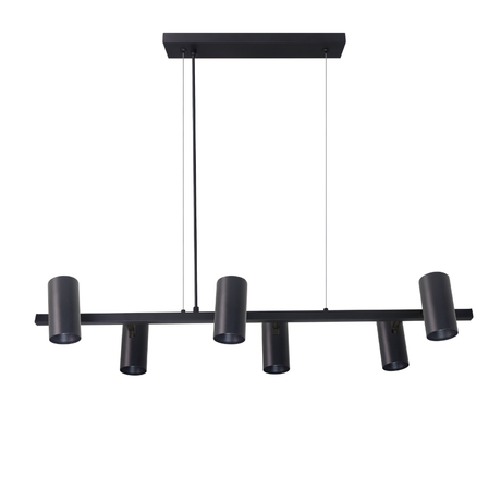 Schöne LED-Pendelleuchte, schwarz, aus Aluminium, 6-flammig, GU10-Fassung, IP20.