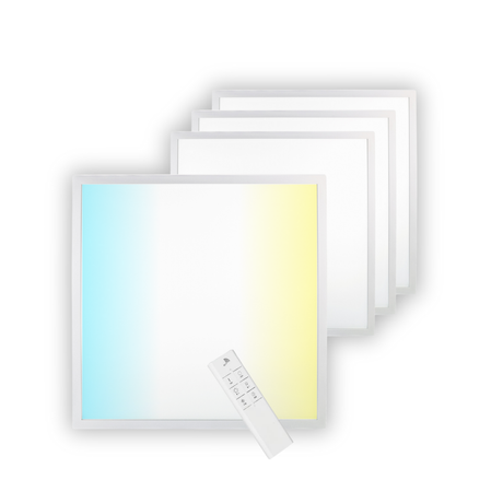 4er Pack LED CCT Panel mit Fernbedienung, dimmbar, 62x62 cm, 36 W, 3600 lm.