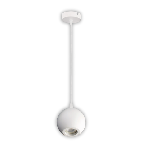 Pendelleuchte GLOBE, in Weiß, aus Alu und Stahl, 1-flammig, GU10-Fassung, IP20, Ø10cm.