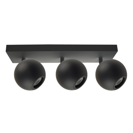 Deckenspot GLOBE, in Schwarz, aus Alu und Stahl, 3-flammig, GU10-Fassung, IP20, Ø10cm.