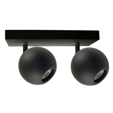 Deckenspot GLOBE, in Schwarz, aus Alu und Stahl, 2-flammig, GU10-Fassung, IP20, Ø10cm.