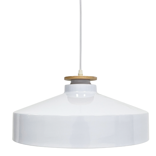 Elegante Pendelleuchte in Weiß, runde Form, aus Stahl, E27-Fassung, IP20, Ø40 cm.