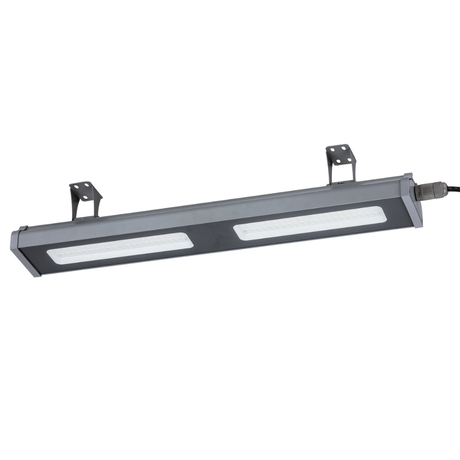 LED-Hallenleuchte, linear, 100 W, 12400 lm, 5000 K (neutralweiß), IP65, grau.