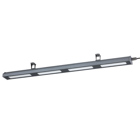 LED-Hallenleuchte, linear, 200 W, 25000 lm, 5000 K (neutralweiß), IP65, grau.