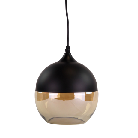 Elegante Pendelleuchte in schwarz, kugelförmig, aus Glas, E27-Fassung, IP20, Ø20 cm.