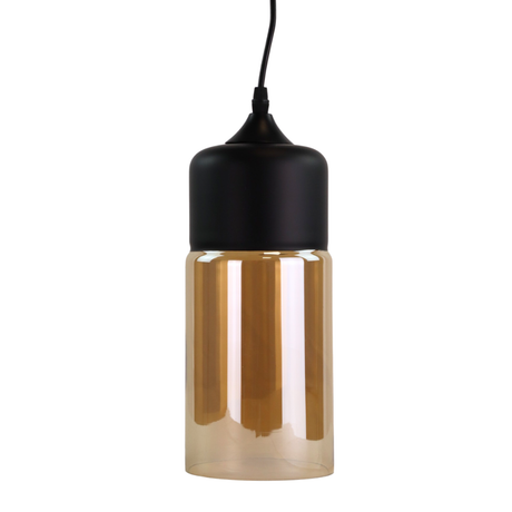 Elegante Pendelleuchte in schwarz, zylinderförmig, aus Glas, E27-Fassung, IP20, Ø13 cm.