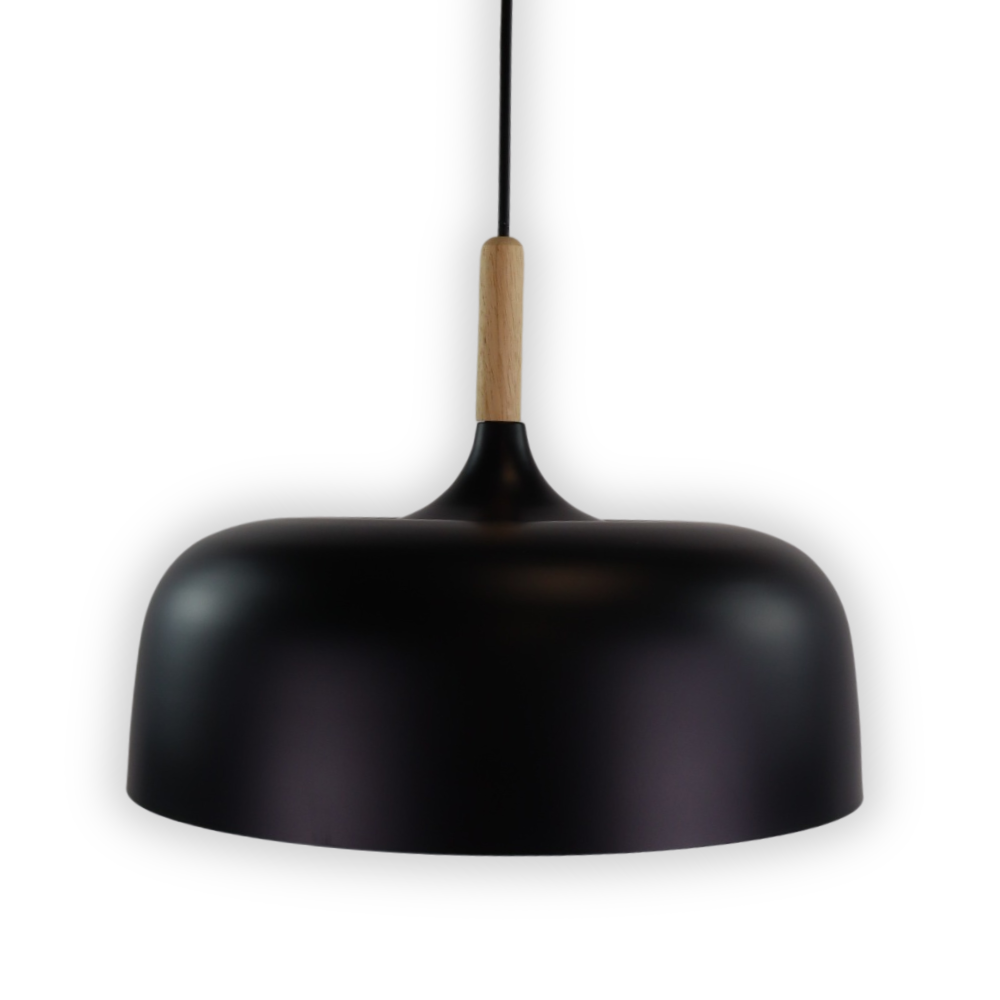 Moderne Pendelleuchte in schwarz, runde Form, aus Metall, E27-Fassung, IP20, Ø30 cm.