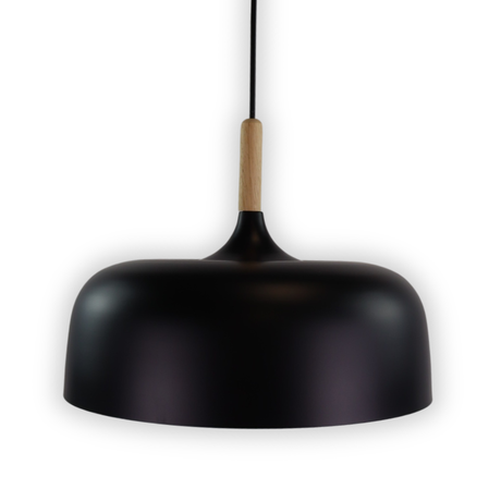 Moderne Pendelleuchte in schwarz, runde Form, aus Metall, E27-Fassung, IP20, Ø30 cm.