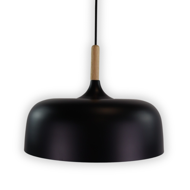 Moderne Pendelleuchte in schwarz, runde Form, aus Metall, E27-Fassung, IP20, Ø30 cm.