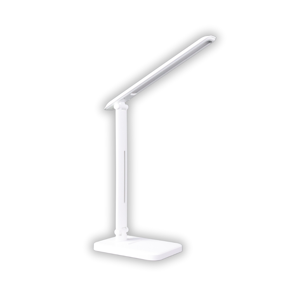 LED-Tischlampe, weiß, mit Dimm- und CCT-Funktion, 5 W Leistung.