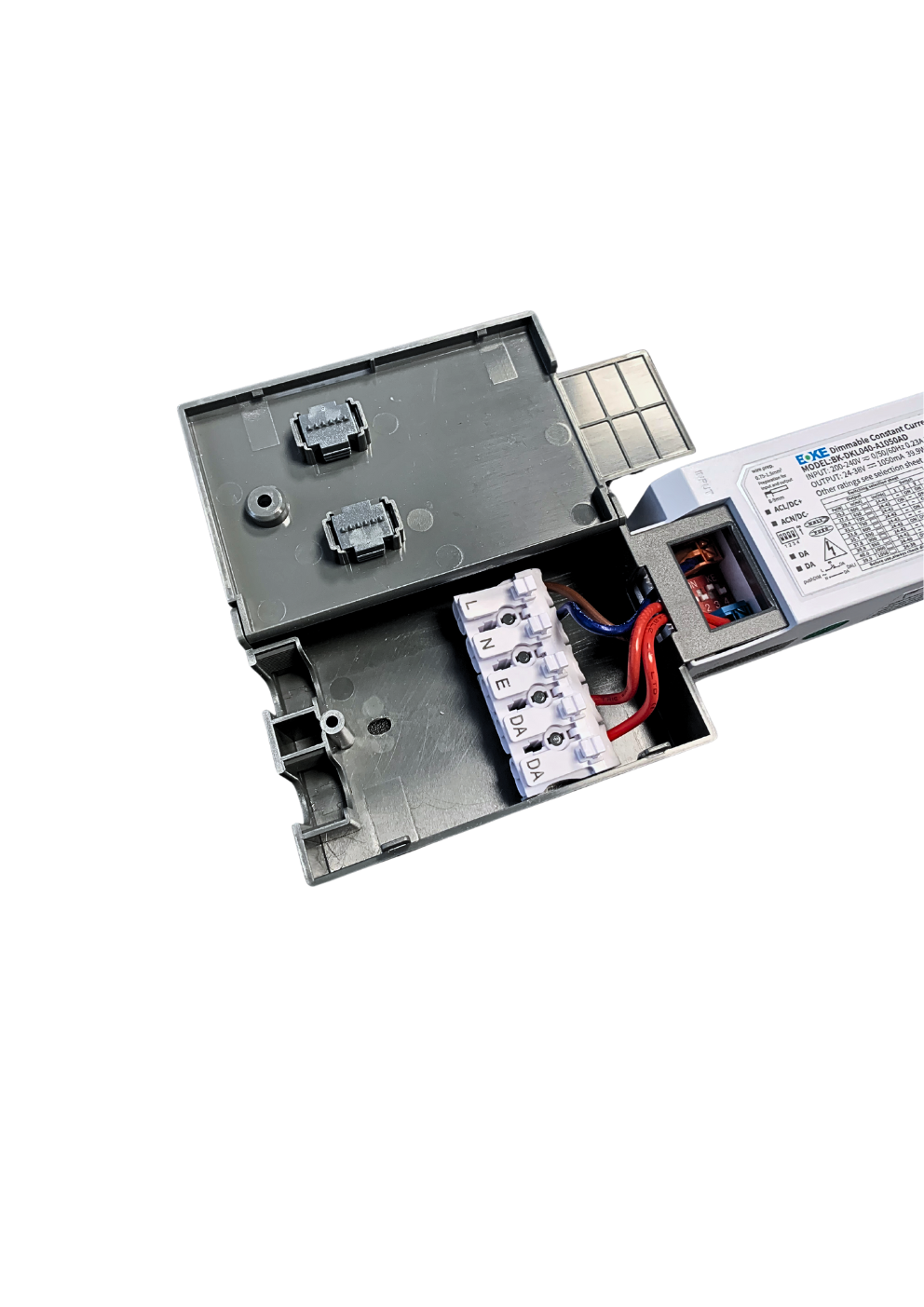 DALI dimmbares LED-Netzteil, BOKE, 40 W, 24-38 V, IP20,ENEC, Möbelzulassung, inkl. Anschlussbox.