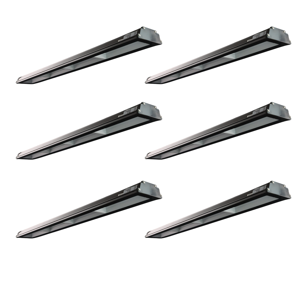 6er Pack LED-Hallenleuchte, linear, 200 W, 20000 lm, 4000 K (neutralweiß), IP65, schwarz.