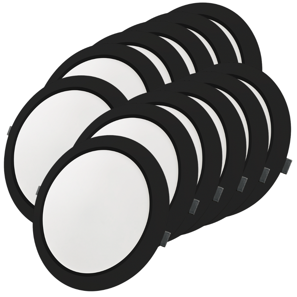 LED Einbauleuchte in Schwarz, 6 W, 230 V, IP44-geschützt, 600 lm, Lichtfarbe einstellbar, Ø117x25 mm, Einbaustrahler mit Diffusor, Badezimmer Deckenleuchte