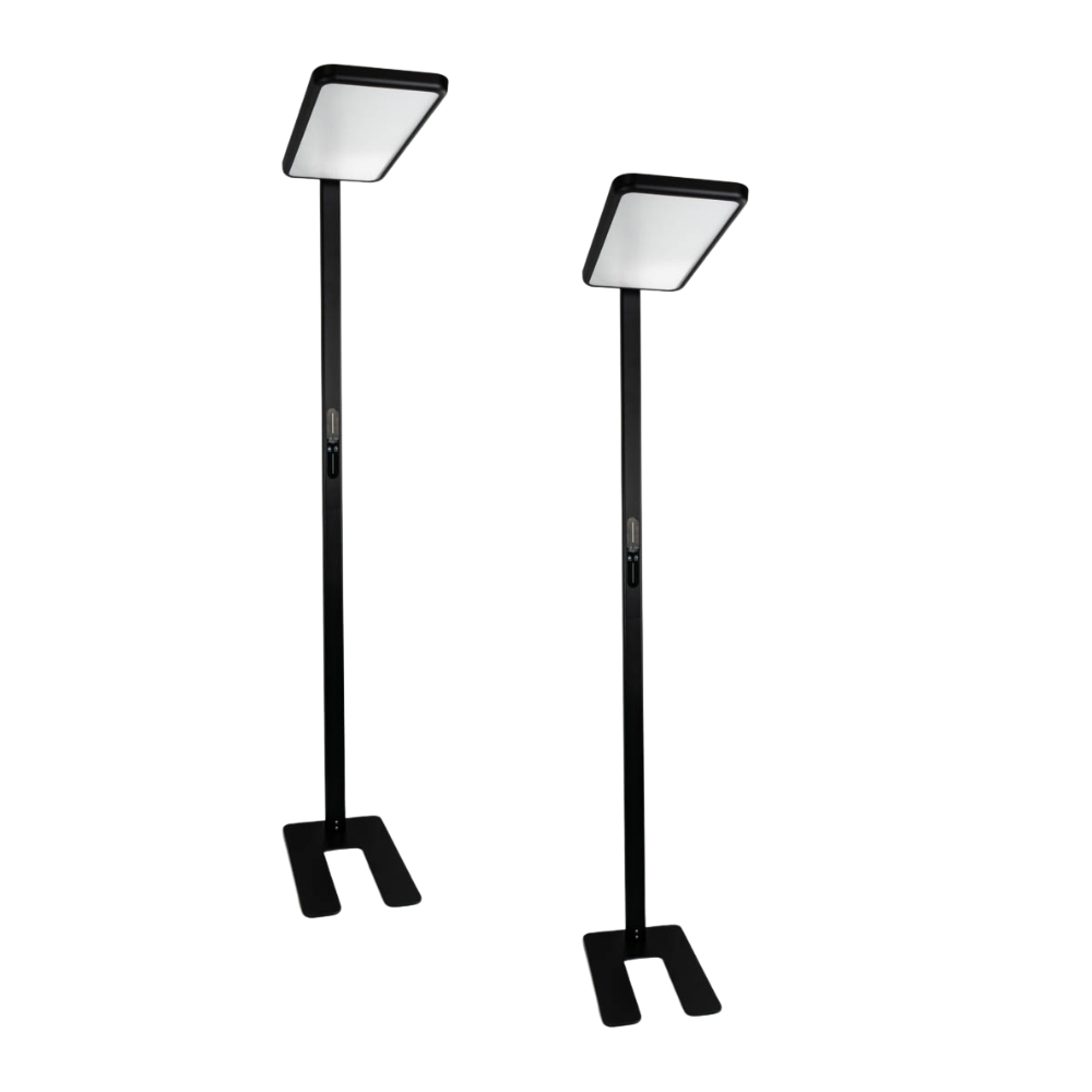 2er Pack LED Büro-Stehleuchte, Up/Down, schwarz, 100 W, 7000 lm, 4000 K (neutralweiß), UGR<16, CRI98, dimmbar, RG0, Bridgelux LED.