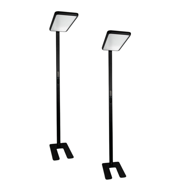 2er Pack LED Büro-Stehleuchte, Up/Down, schwarz, 100 W, 7000 lm, 4000 K (neutralweiß), UGR<16, CRI98, dimmbar, RG0, Bridgelux LED.