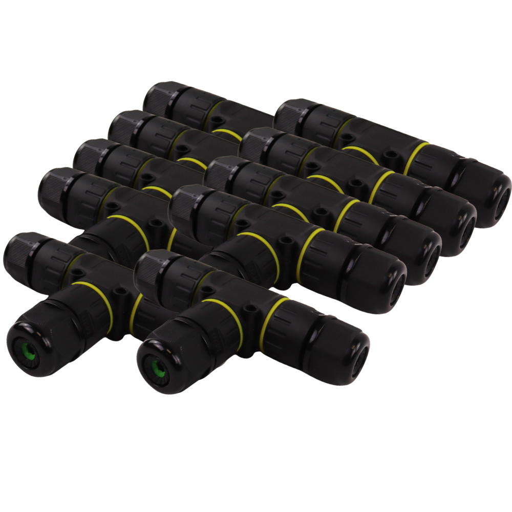 Kabelschnellverbinder; T-förmig, 3-polig, IP68-wasserdicht, 450V, 24A