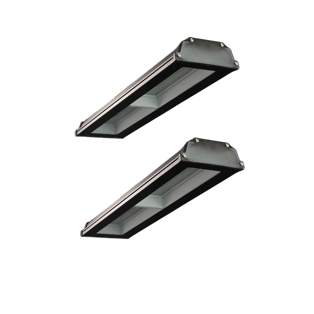 2er Pack LED-Hallenleuchte, linear, 100 W, 10000 lm, 4000 K (neutralweiß), IP65, schwarz.