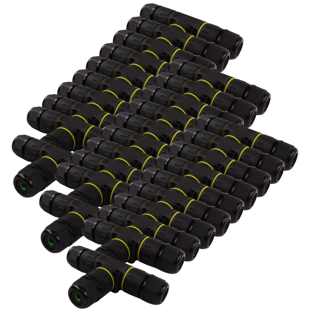 Kabelschnellverbinder; T-förmig, 3-polig, IP68-wasserdicht, 450V, 24A