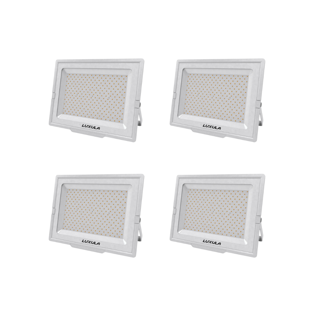 4er Pack LED-Fluter, 300 W, 4000 K (neutralweiß), 30000 lm, weiß, IP65.
