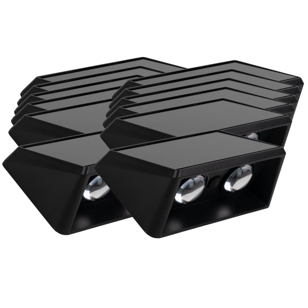 Solar LED Wandleuchte Außen, 2-flammig, 3 Lichtfarben einstellbar (CCT), IP54-wasserdicht, mit Akku, lange Leuchtdauer, Gartenleuchte