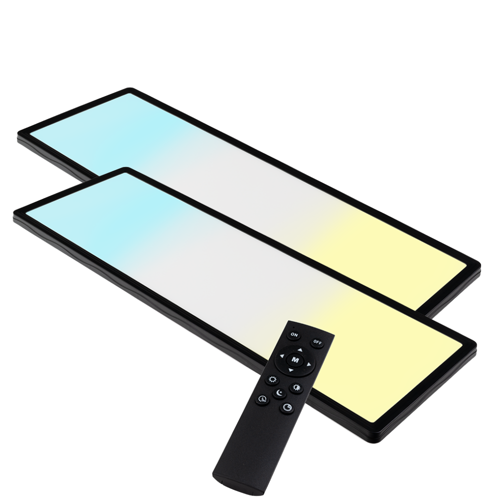 LED-Panel mit Fernbedienung, 58×20 cm, schwarz, 24 W, 2200 lm, IP44 Wassergeschützt, Helligkeit und Lichtfarbe einstellbar