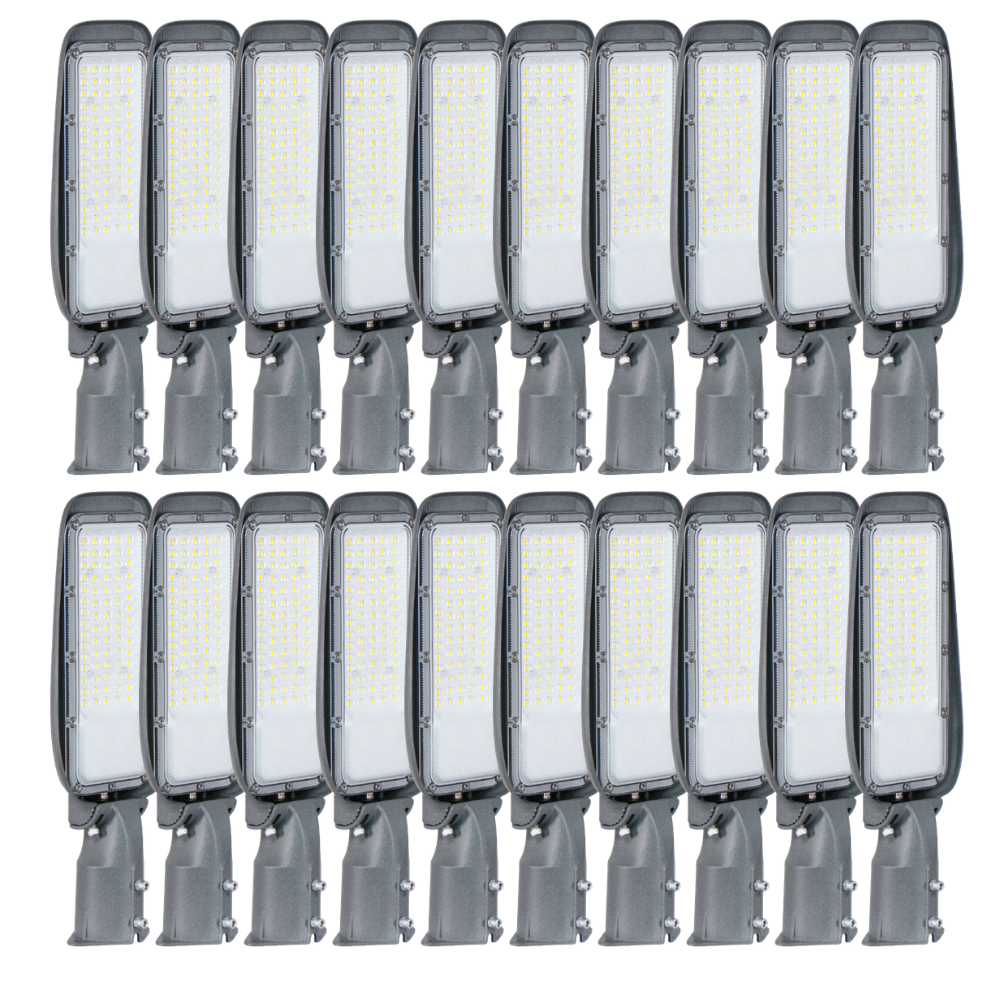20er Pack LED Straßenleuchte, 30 W, 4500 K (Neutralweiß), 3000 lm, grau, IP65, Wand- und Mastmontage