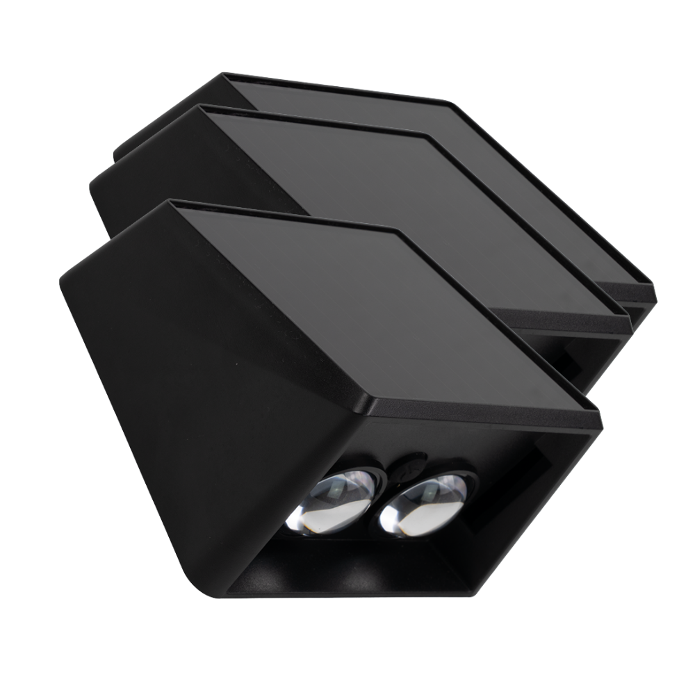 Solar LED Wandleuchte Außen, Up/Down, 2-flammig, 3 Lichtfarben einstellbar (CCT), IP54-wasserdicht, mit Akku, lange Leuchtdauer, Gartenleuchte