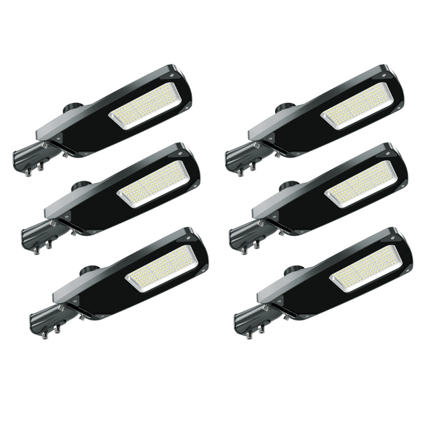 6er-Pack Profi LED-Straßenleuchte, 30 W, 4500 lm, 5000 K (neutralweiß), IP66, 0-10 V dimmbar.