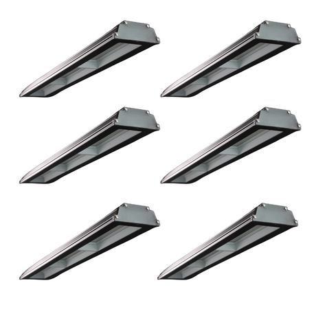 6er Pack LED-Hallenleuchte, linear, 150 W, 15000 lm, 4000 K (neutralweiß), IP65, schwarz.