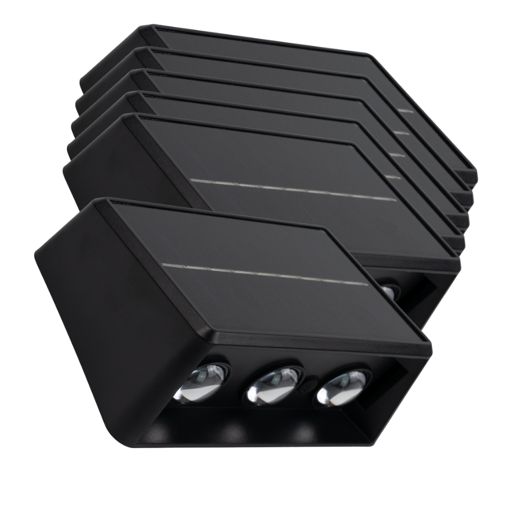 Solar LED Wandleuchte Außen, Up/Down, 3-flammig, 3 Lichtfarben einstellbar (CCT), IP54-wasserdicht, mit Akku, lange Leuchtdauer, Gartenleuchte