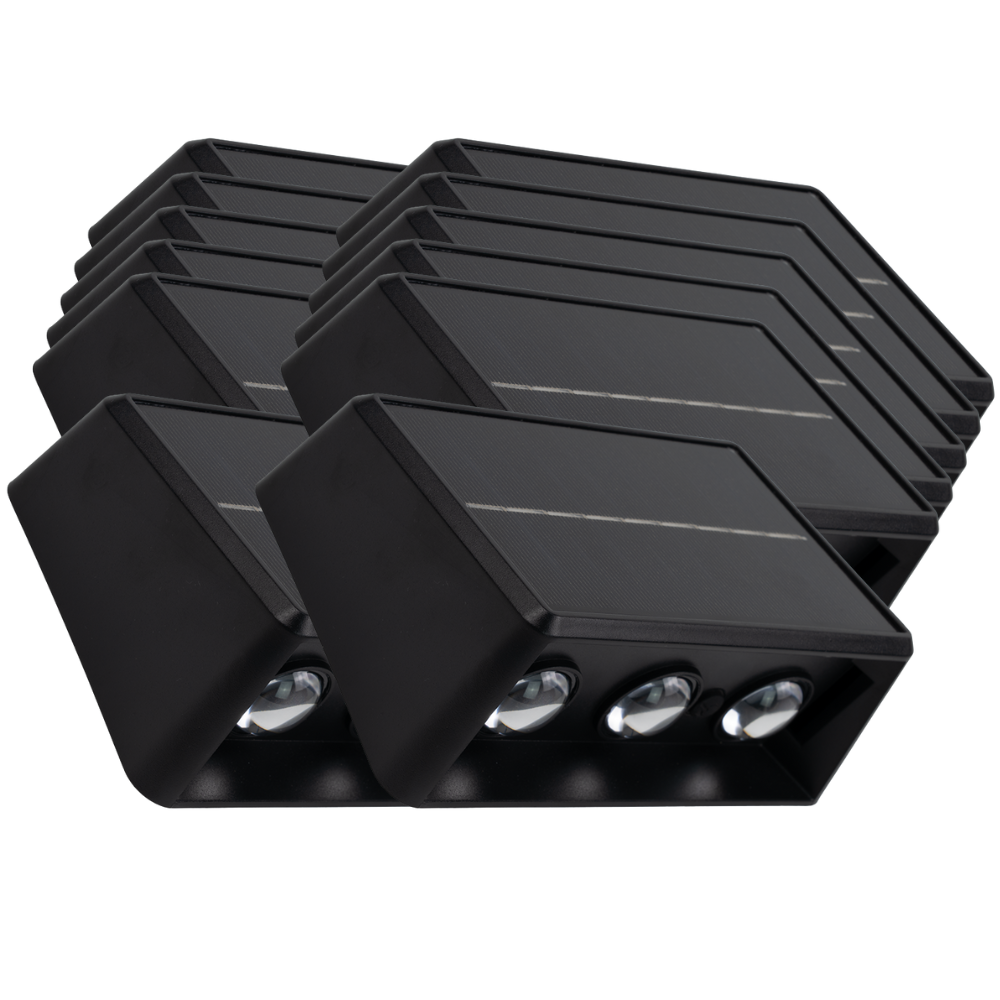 Solar LED Wandleuchte Außen, Up/Down, 3-flammig, 3 Lichtfarben einstellbar (CCT), IP54-wasserdicht, mit Akku, lange Leuchtdauer, Gartenleuchte