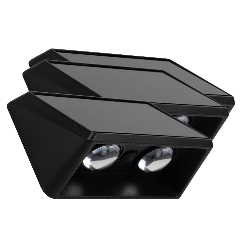 Solar LED Wandleuchte Außen, 2-flammig, 3 Lichtfarben einstellbar (CCT), IP54-wasserdicht, mit Akku, lange Leuchtdauer, Gartenleuchte