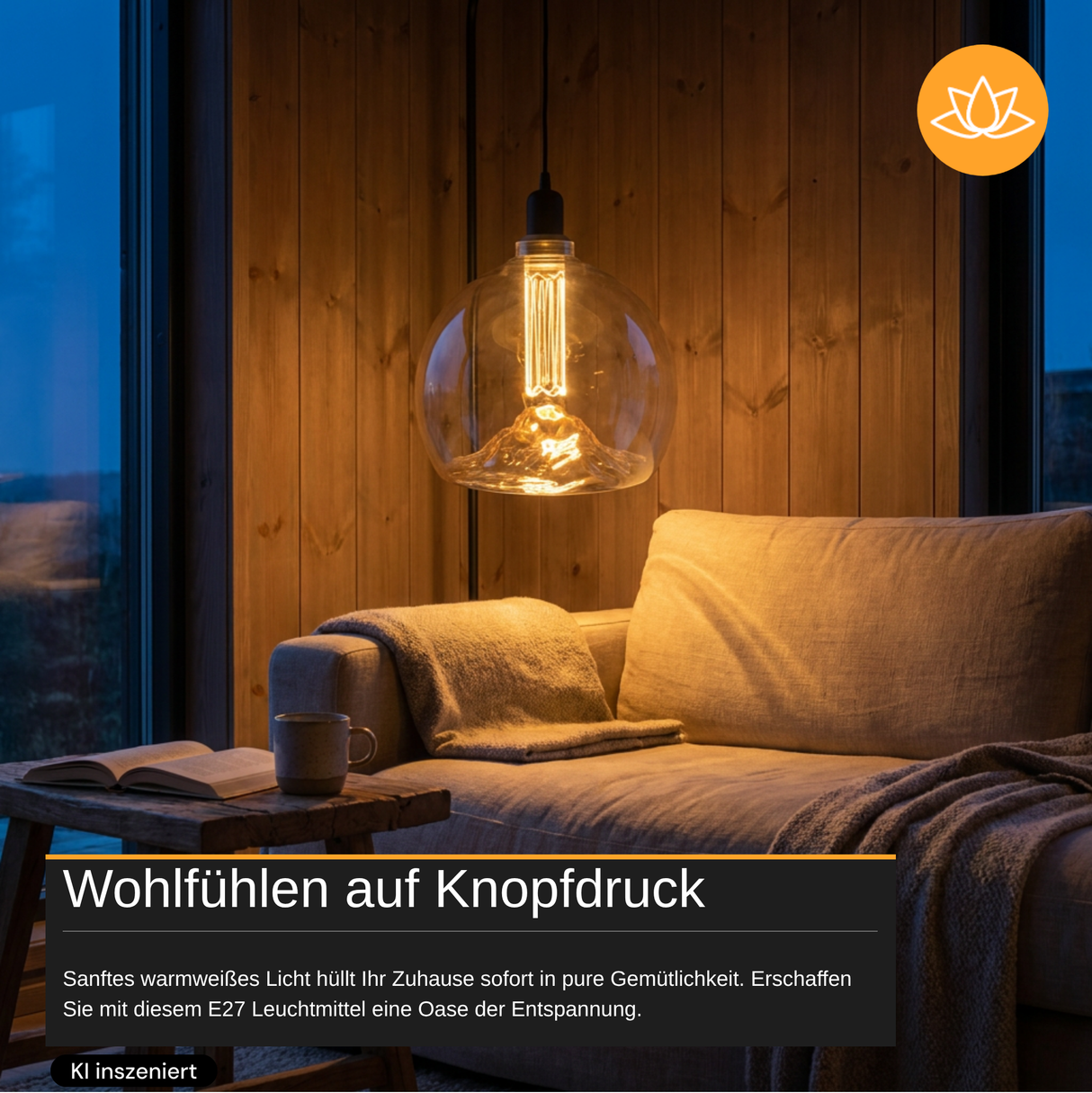 LED Filament Leuchtmittel, E27, 4 W, 120 lm, warmweiß, dimmbar