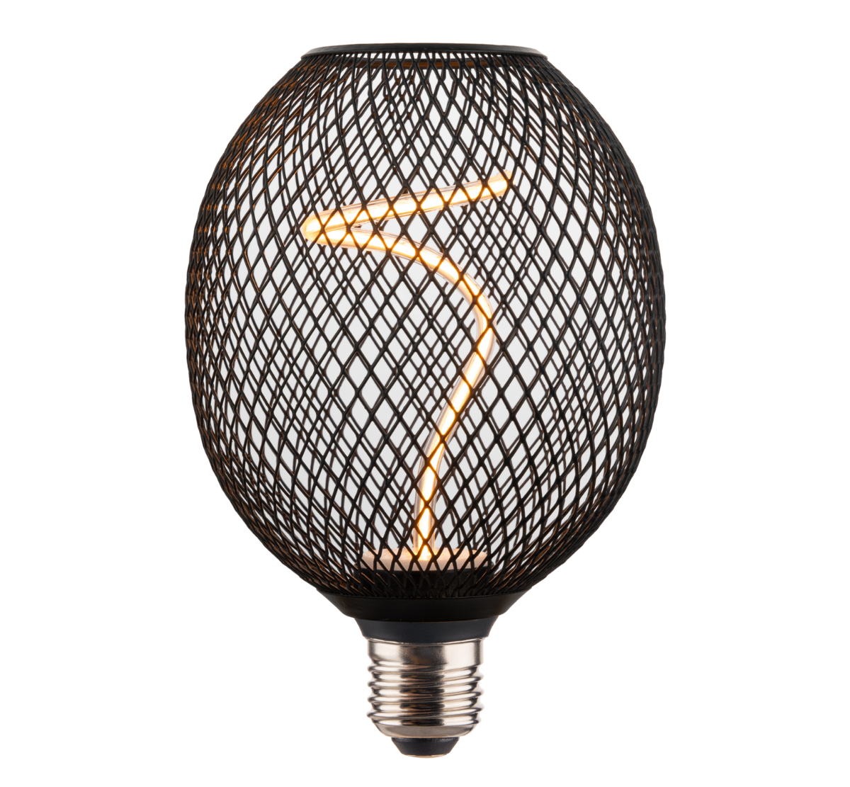LED Filament Leuchtmittel Vintage MESH, inkl schwarzer E27-Fassung mit Textilkabel 1,5m, 4.9W, 200lm, 1800K, dimmbar.