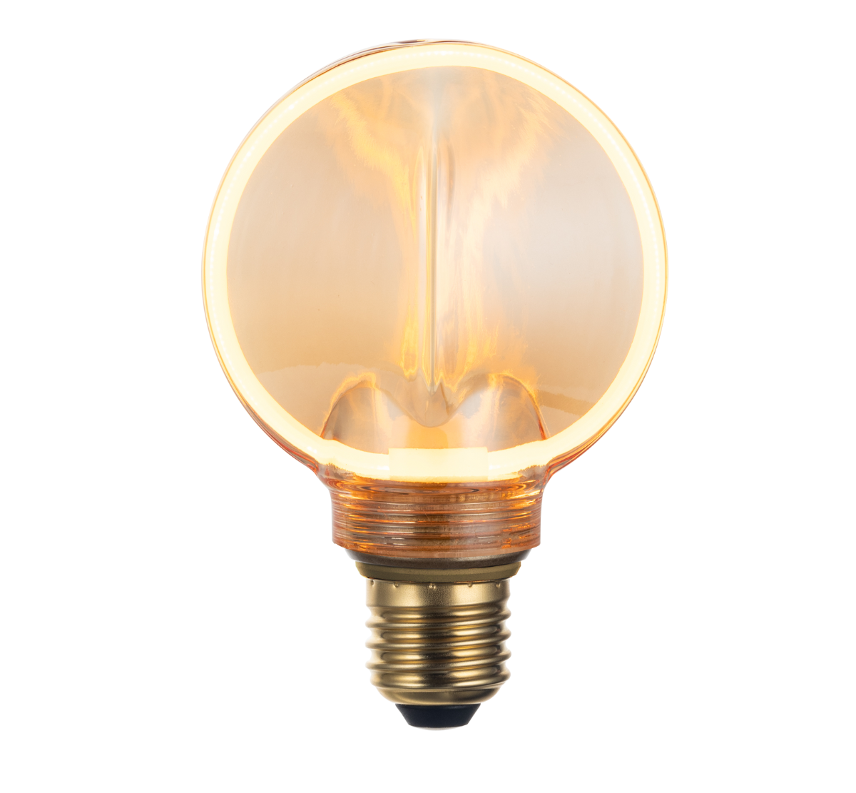 LED Filament Leuchtmittel CIRCLE Amber, inkl schwarzer E27-Fassung mit Textilkabel 1,5m, 4W, 200lm, 1800K, dimmbar.