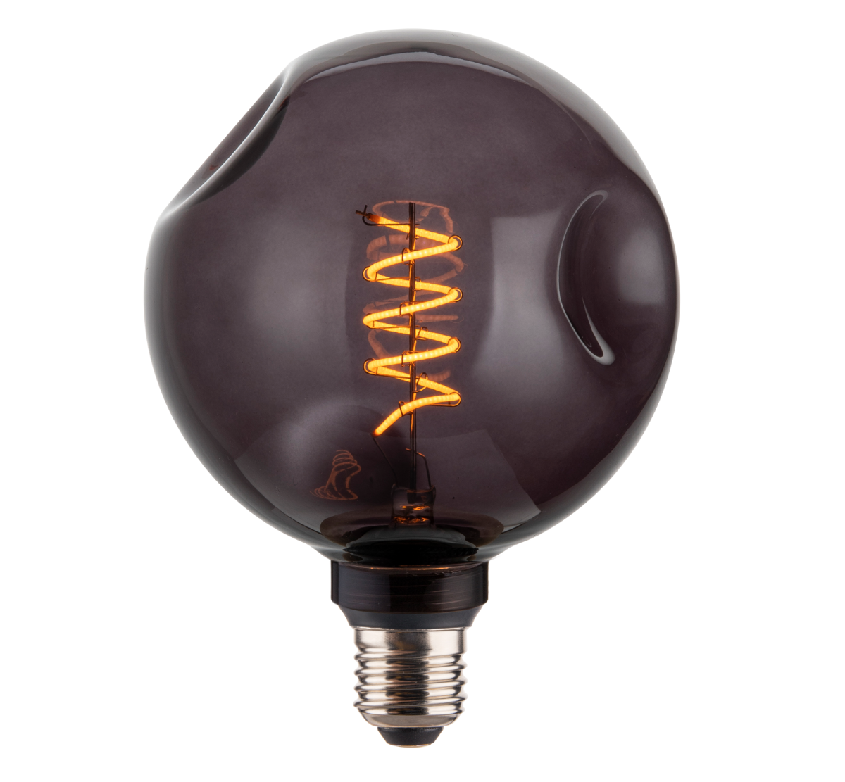 LED Filament Leuchtmittel CALDERA Smoke, inkl schwarzer E27-Fassung mit Textilkabel, 4W, 40lm, 1800K, dimmbar.
