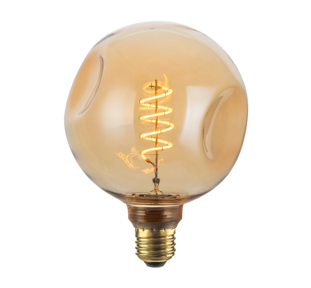 LED Filament Leuchtmittel, CALDERA, Amber, Globe G125, E27, 4W, 265lm, 2200K, dimmbar.