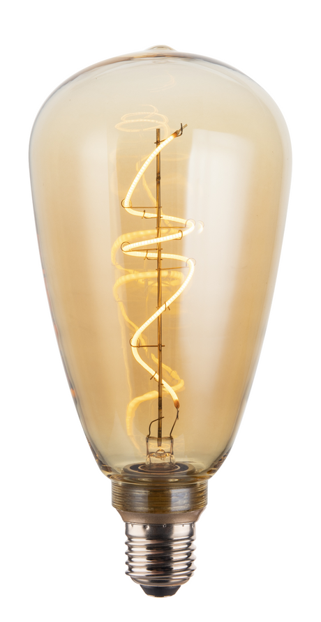LED Filament Leuchtmittel, Vintage, PEAR, Amber, E27, 4W, 265lm, 2200K, dimmbar.