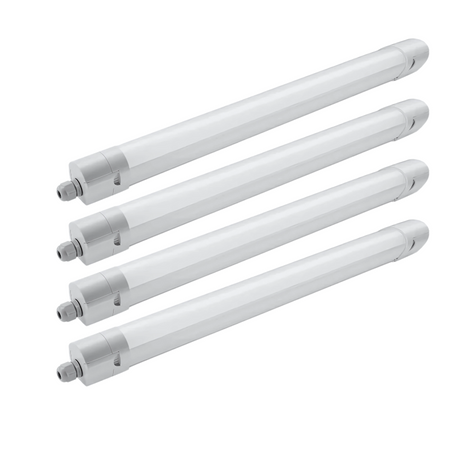4er Pack LED Feuchtraumleuchte PRO, 150cm, 50W, 6000lm, 4000K (neutralweiß), IP65, OSRAM-Netzteil, Steckklemme, durchschleifbar.