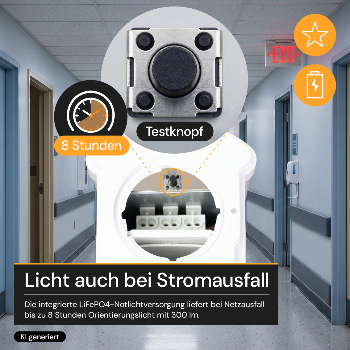 LED Feuchtraumleuchte PRO, 8 h Notlicht, 120 cm, 20–34 W, 3CCT, 2500–4250 lm, IP65, Sensor-Ready, Schnellverbinder, durchschleifbar