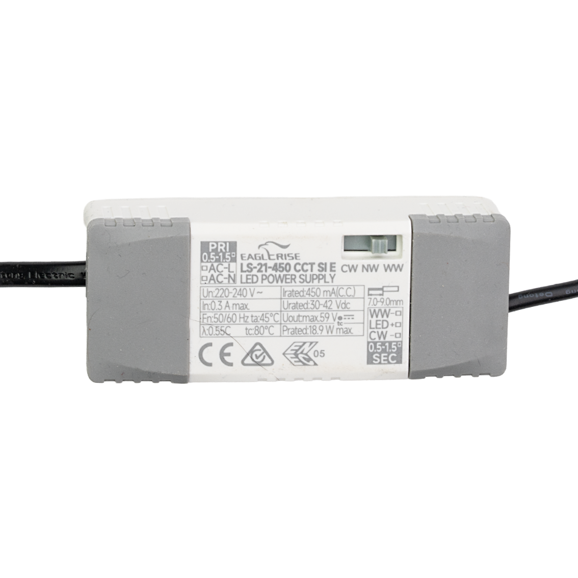 CCT Downlight PRO, in Grau, 18 W, 1260 lm, Ø105x65 mm, 2700 - 6500 K (einstellbar), 36°, CRI90, IP65-wassergeschützt, Einbauleuchte, Aluminiumdruckguss, Premium
