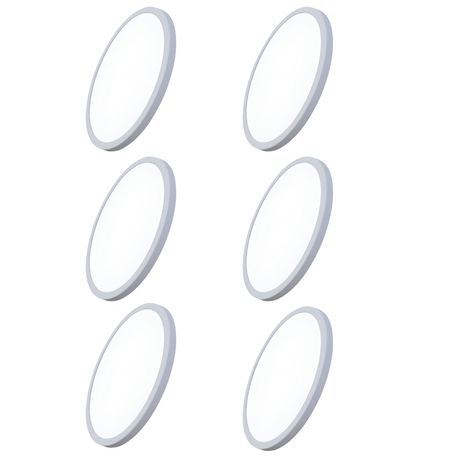 6er Set LED CCT Panel, Ein-/Aufbau, 12W, 1190 lm, ø170x17mm, 3000-4000-6000K einstellbar, Lochdurchm. variabel.