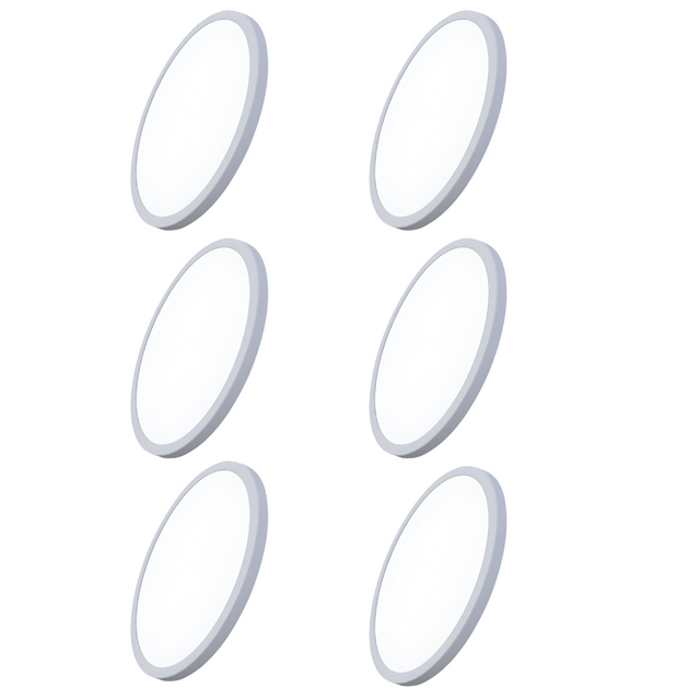 6er Set LED CCT Panel, Ein-/Aufbau, 12W, 1190 lm, ø170x17mm, 3000-4000-6000K einstellbar, Lochdurchm. variabel.