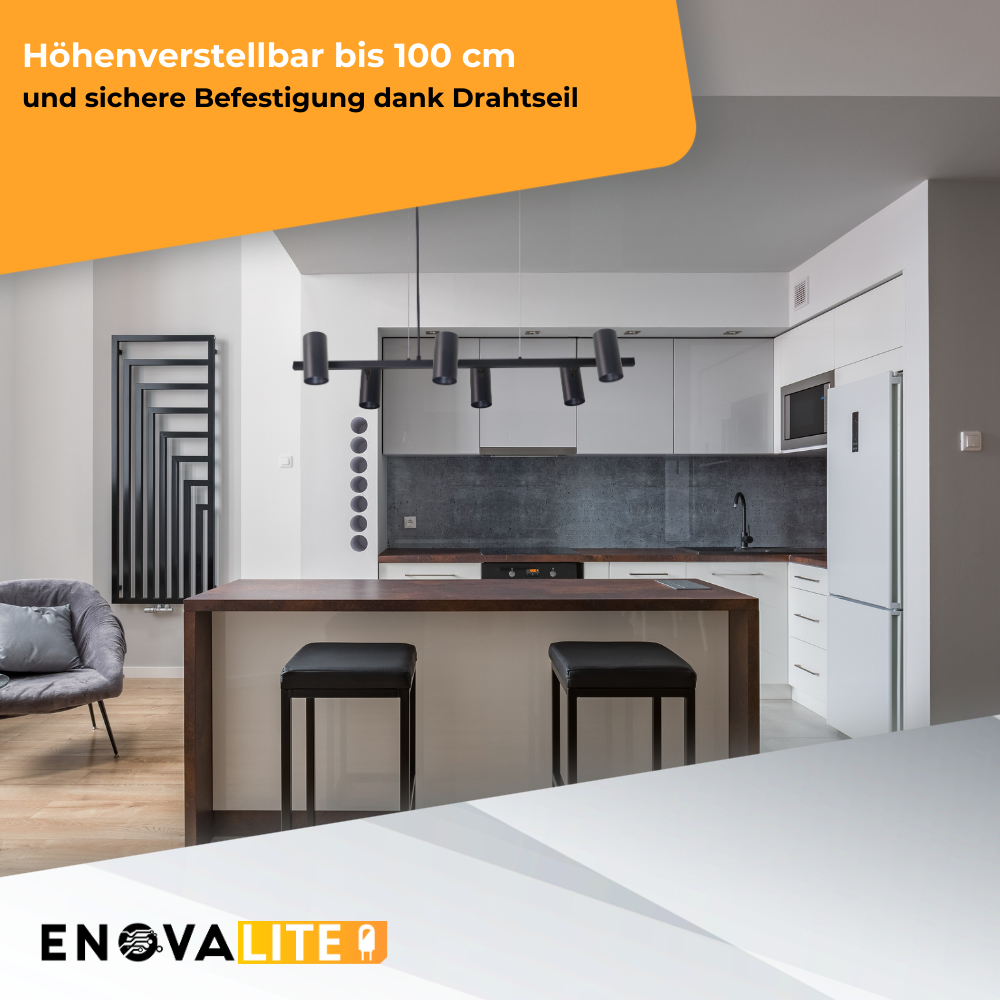 Schöne LED-Pendelleuchte, schwarz, aus Aluminium, 6-flammig, GU10-Fassung, IP20.
