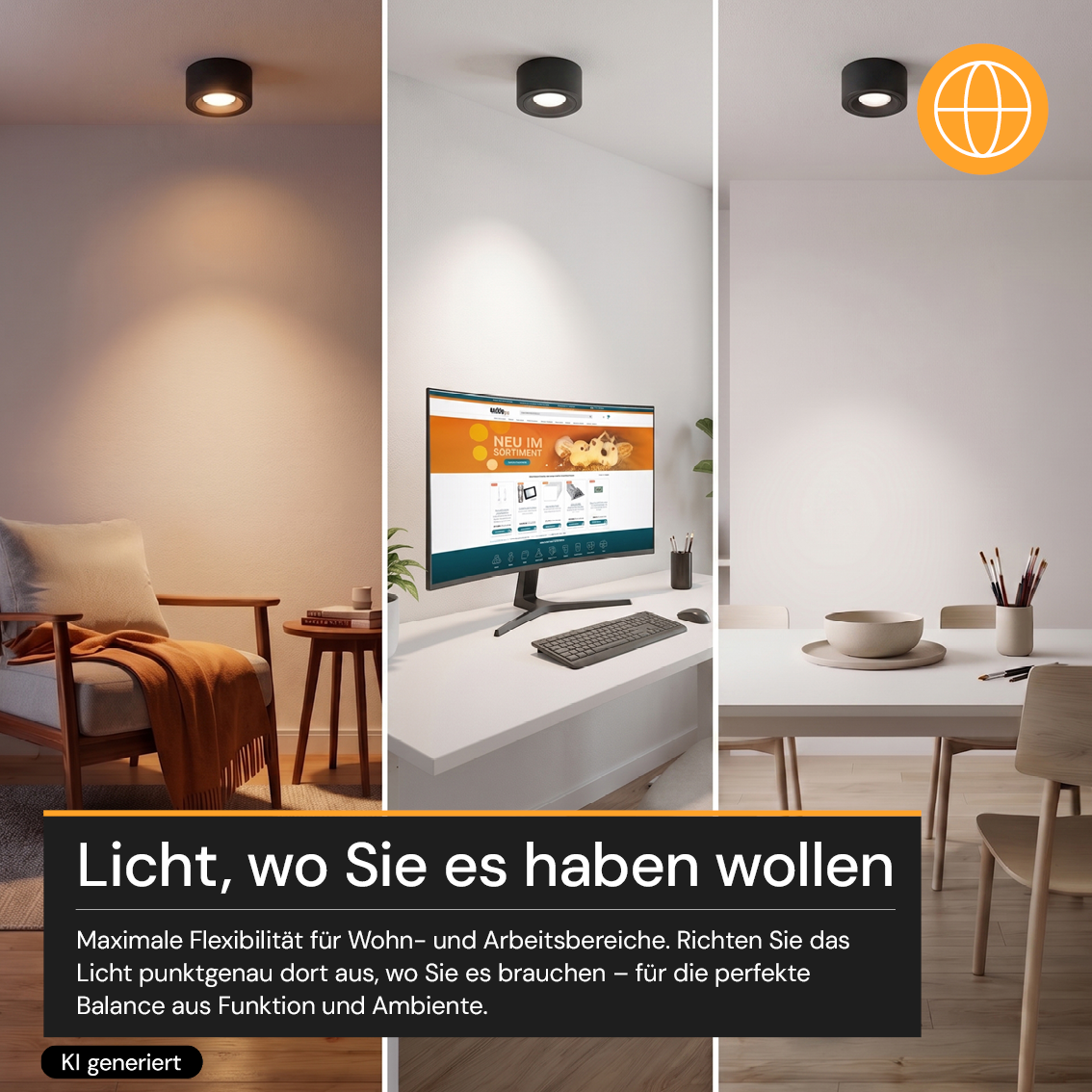 LED Aufbauspot, 7 W, 670 lm, 3CCT, dimmbar, schwenkbar, Aluminium, schwarz