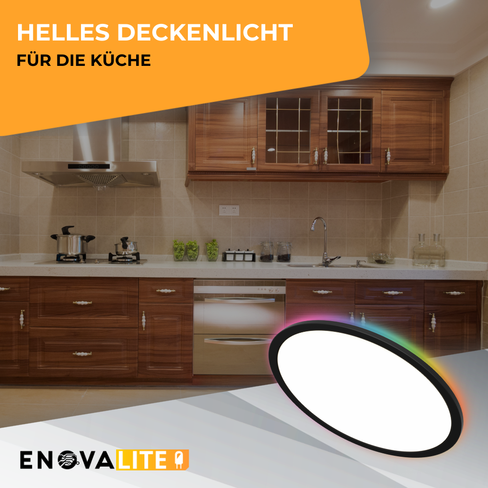 Smartes RGB Panel Up&Down, 18W, 1880lm, ø290x25mm, Wifi, Tuya App, CCT, dimmbar, schwarz.