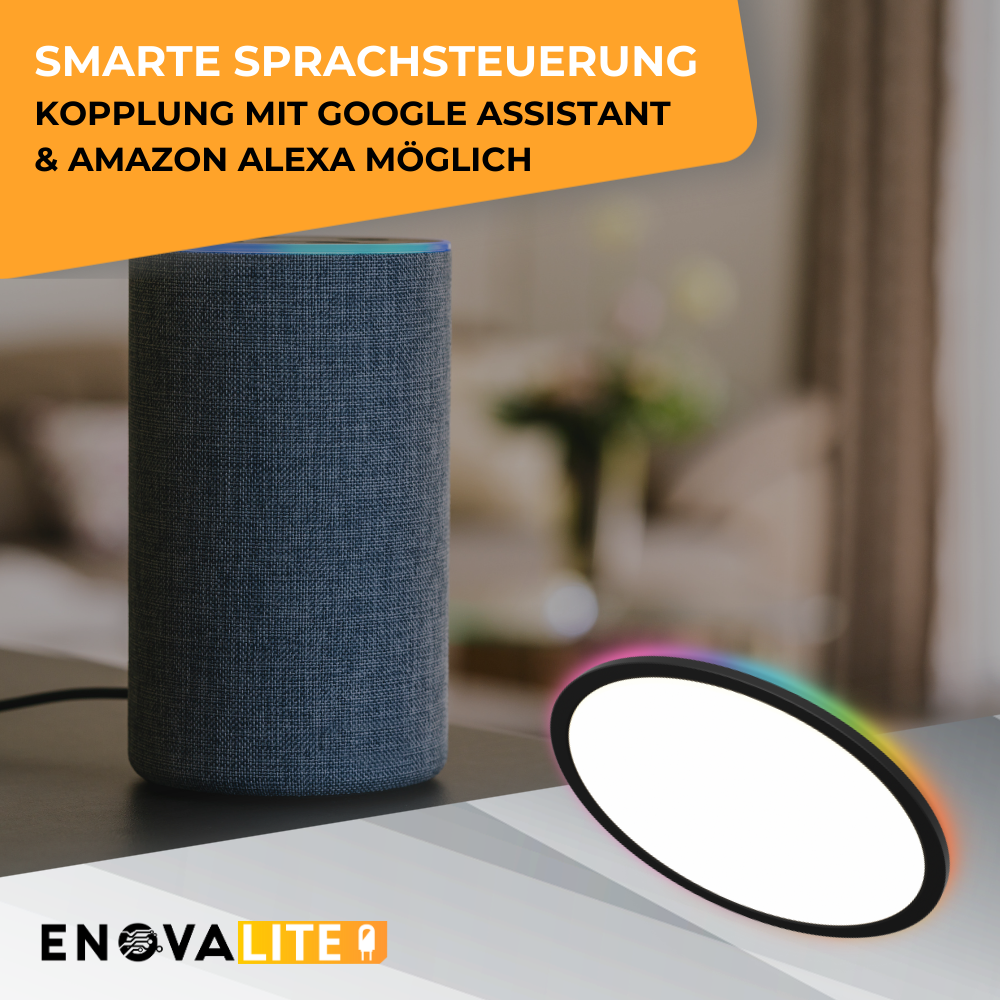 Smartes RGB Panel Up&Down, 36W, 3760lm, ø400x25mm, Wifi, Tuya App, CCT, dimmbar, schwarz.