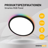 Smartes RGB Panel Up&Down, 36W, 3760lm, ø400x25mm, Wifi, Tuya App, CCT, dimmbar, schwarz  Lichttechnik24.de.