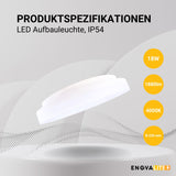 LED Aufbauleuchte, 18W, 1880 lm, 4000K, ø220x50mm, IP54  Lichttechnik24.de.