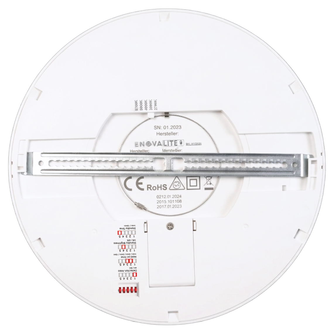 LED CCT Panel, Ein-/Aufbau, Bewegungssensor, 24 W, 2400 lm, Ø290 mm, 5CCT (2700 K– 5700 K), Lochdurchm. variabel, Anschlussbox